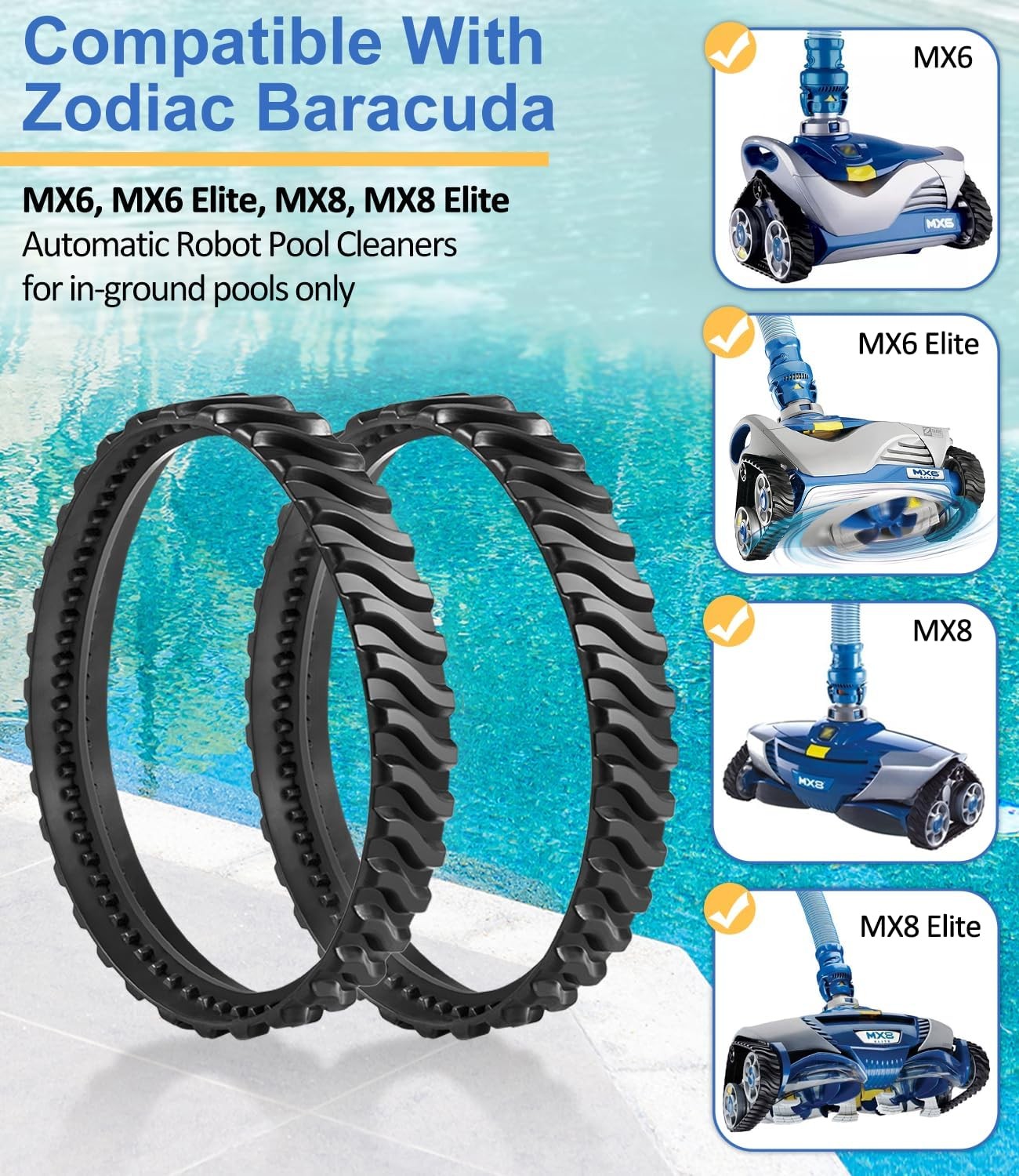 4-Pack R0526100 Track for Zodiac Baracuda MX6 MX8 Elite Series Pool Cleaner