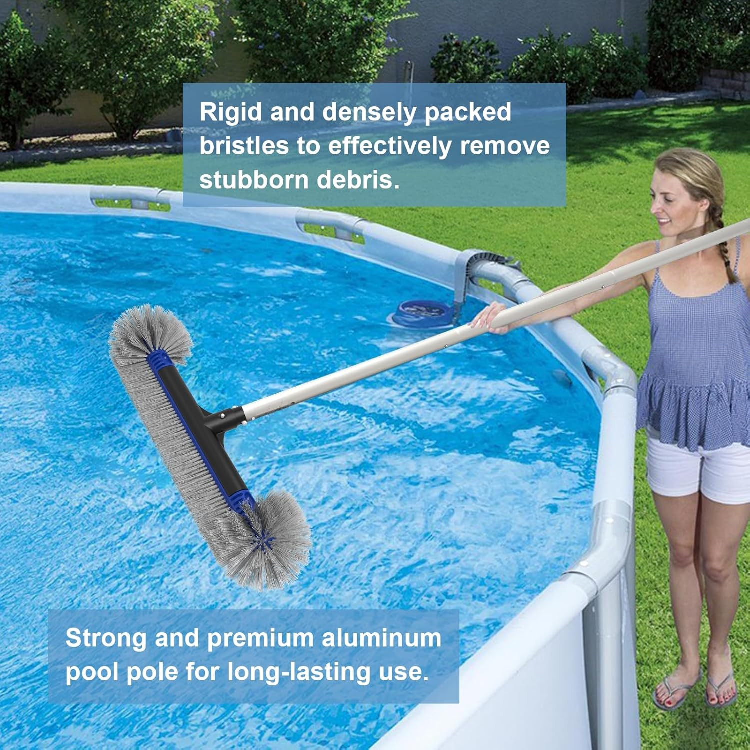Poolvio 5-In-1 Pool Cleaning Kit – Includes Semi-Deep Skimmer Net, Aluminum Leaf