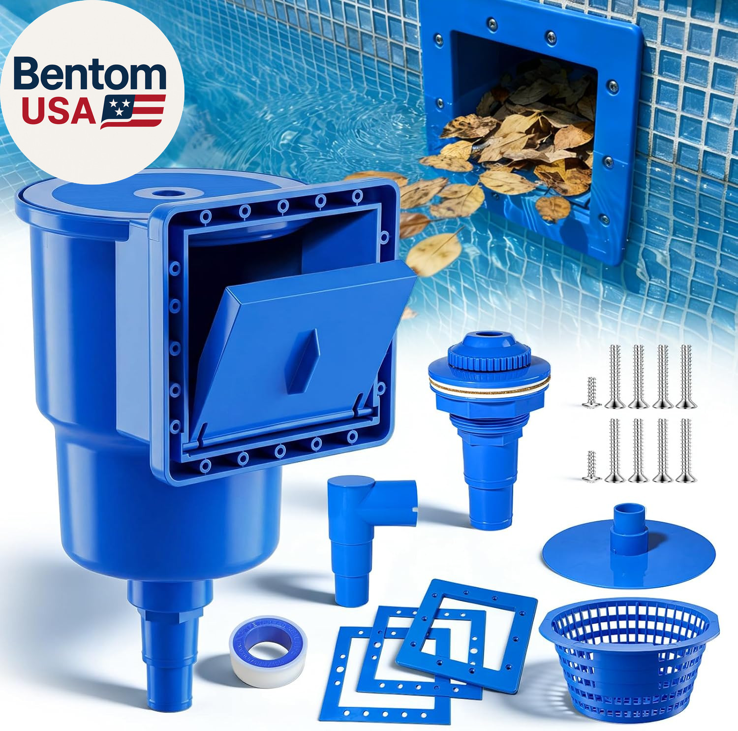 Above Ground Pool Skimmer, Heavy Duty Through-Wall Mount Pool Skimmer Kit with A