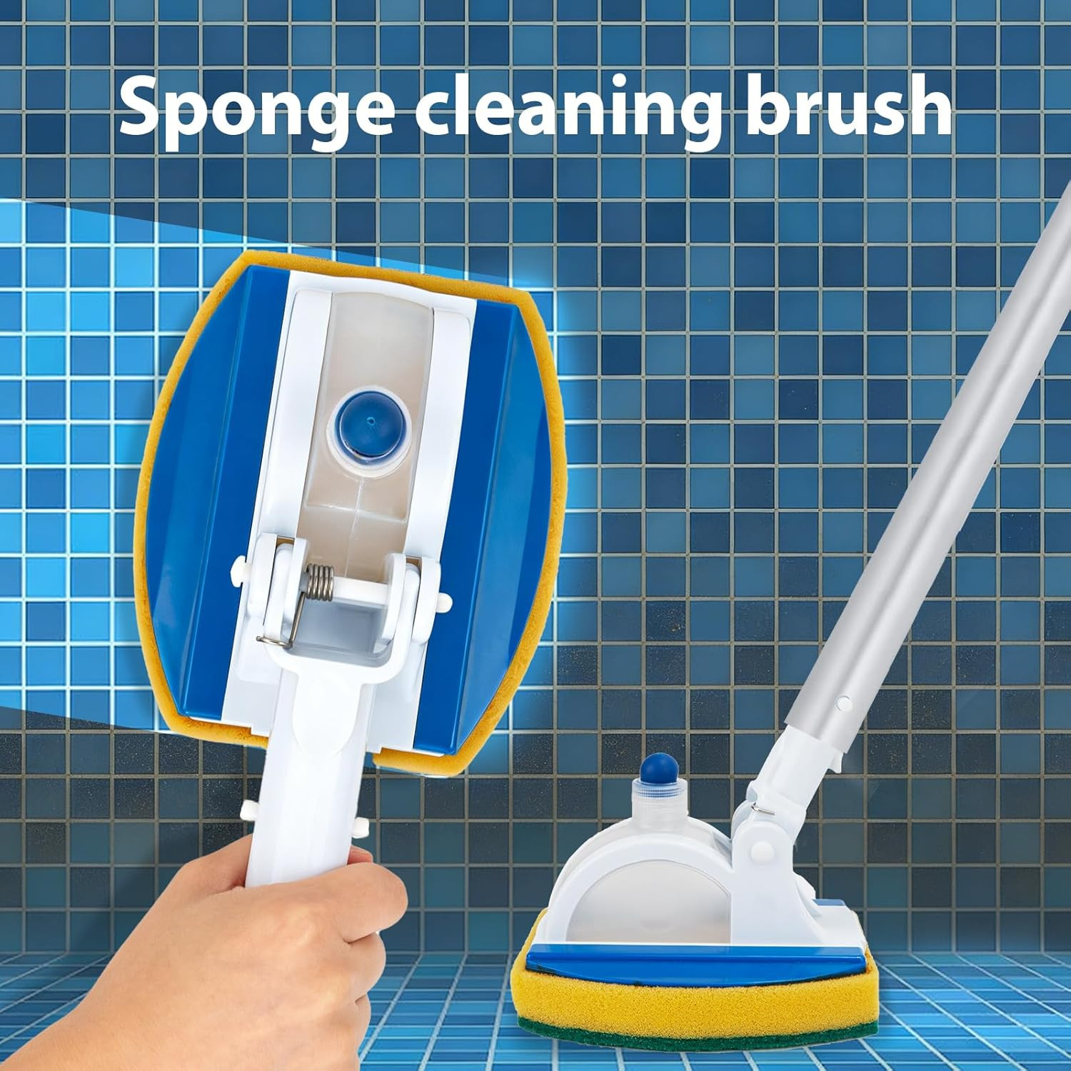 Handheld Pool Scrub Brush with a Replacement Sponge, Pool Must Have Scouring Spo