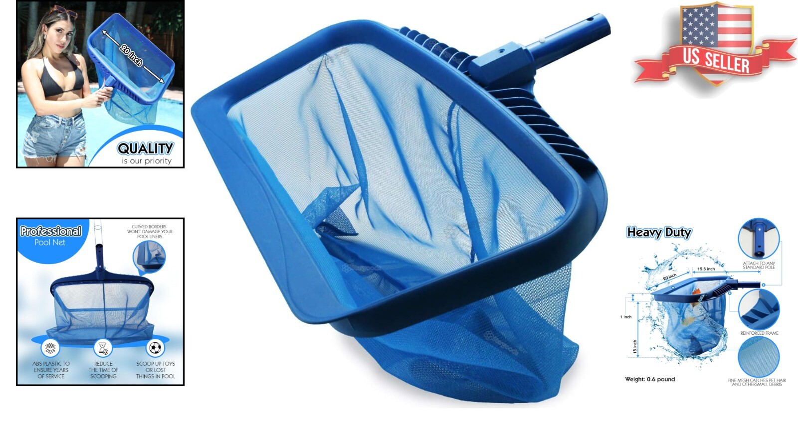 Lightweight Pool Skimmer Net with Universal Holder – Perfect for Easy Cleanup