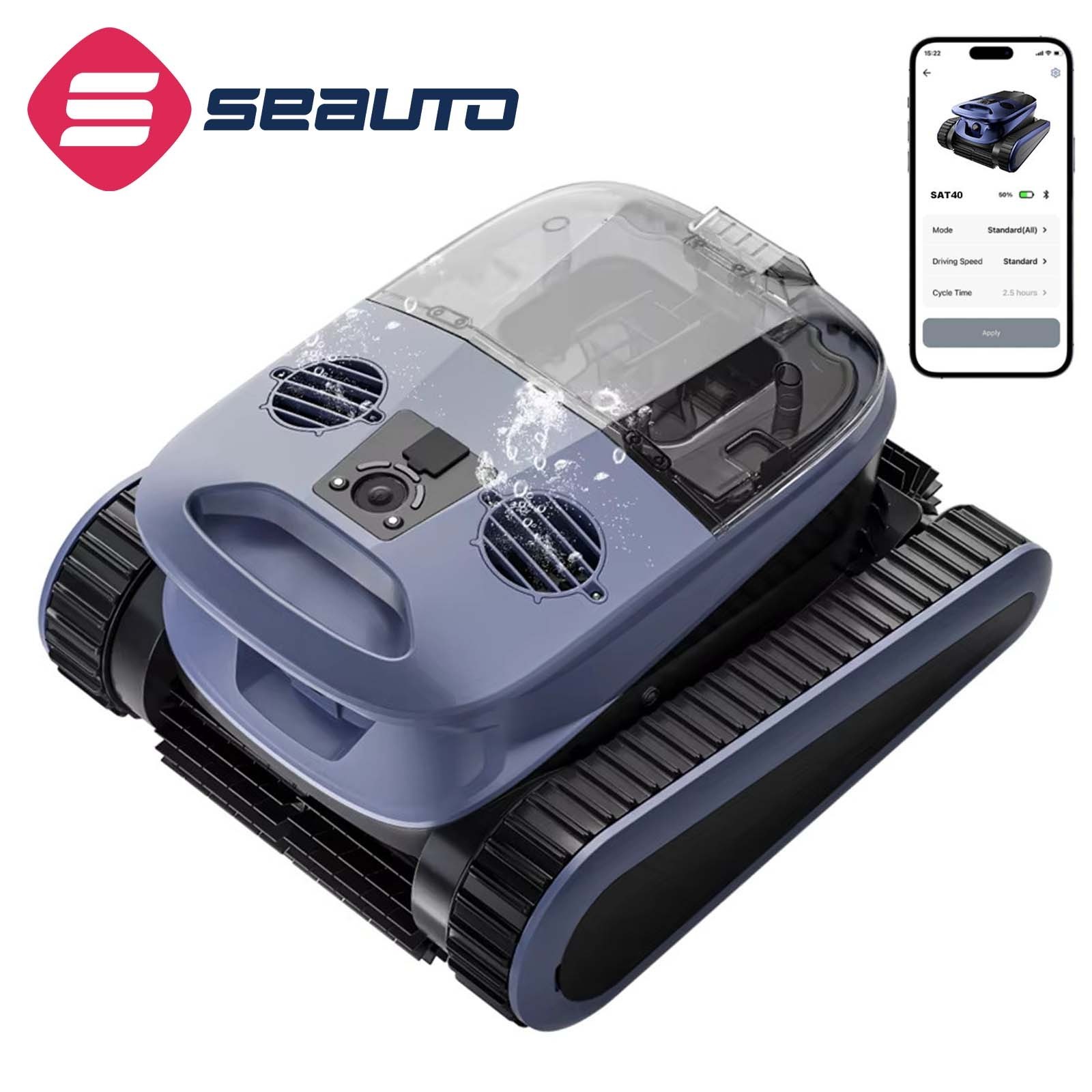 (2026 New) Seauto SAT40 Robotic Pool Vacuum, Waterline Cleaning,Sonar Navigation