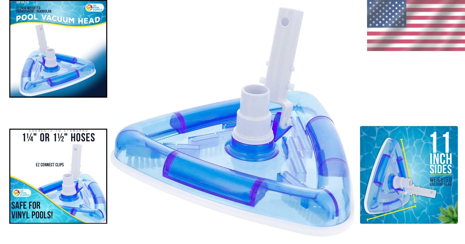 Lightweight Triangular Pool Vacuum with EZ Clip Handle – Perfect for Vinyl Pools