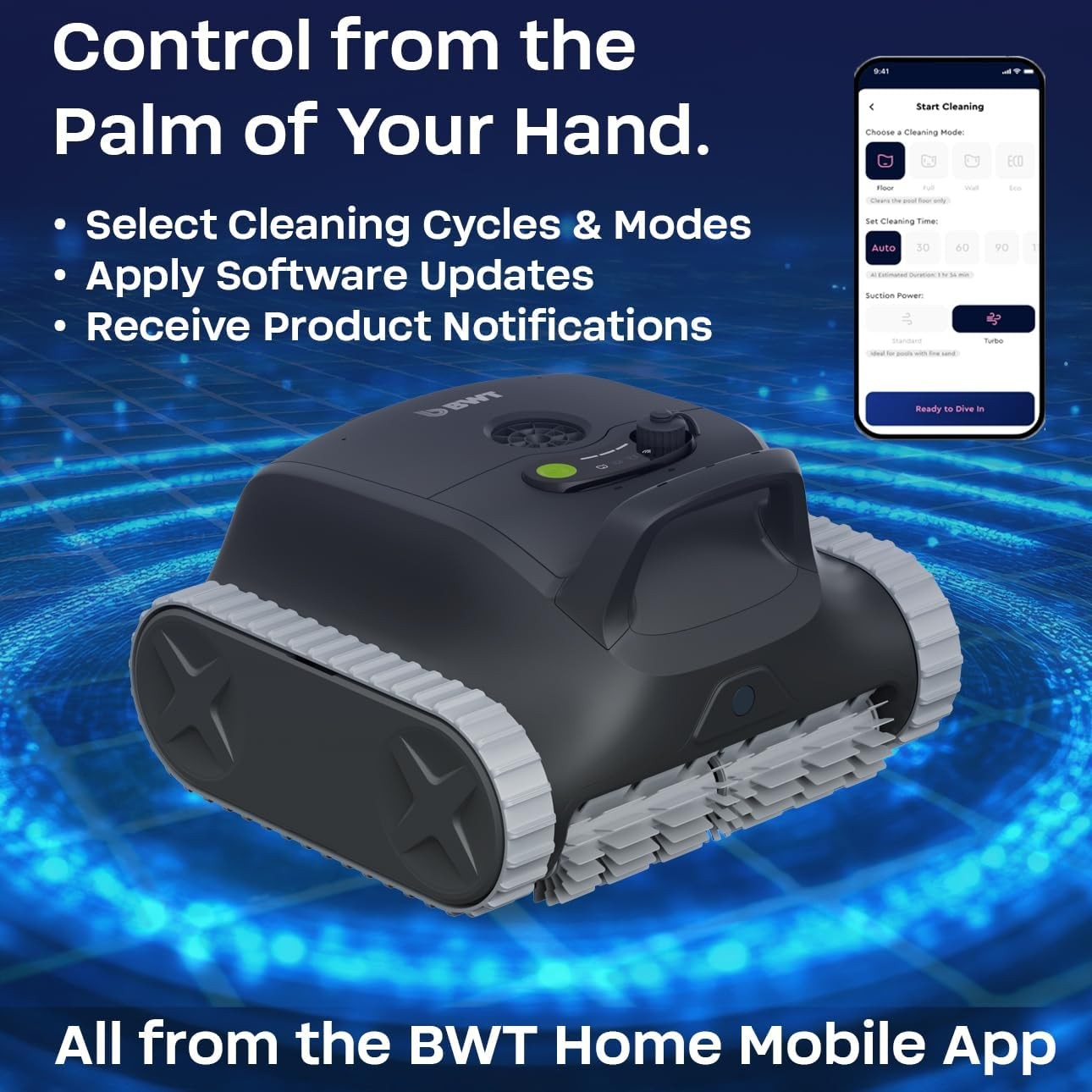 BWT ES Nano Cordless Robotic Pool Cleaner, Cleans Floor, Walls & Waterline