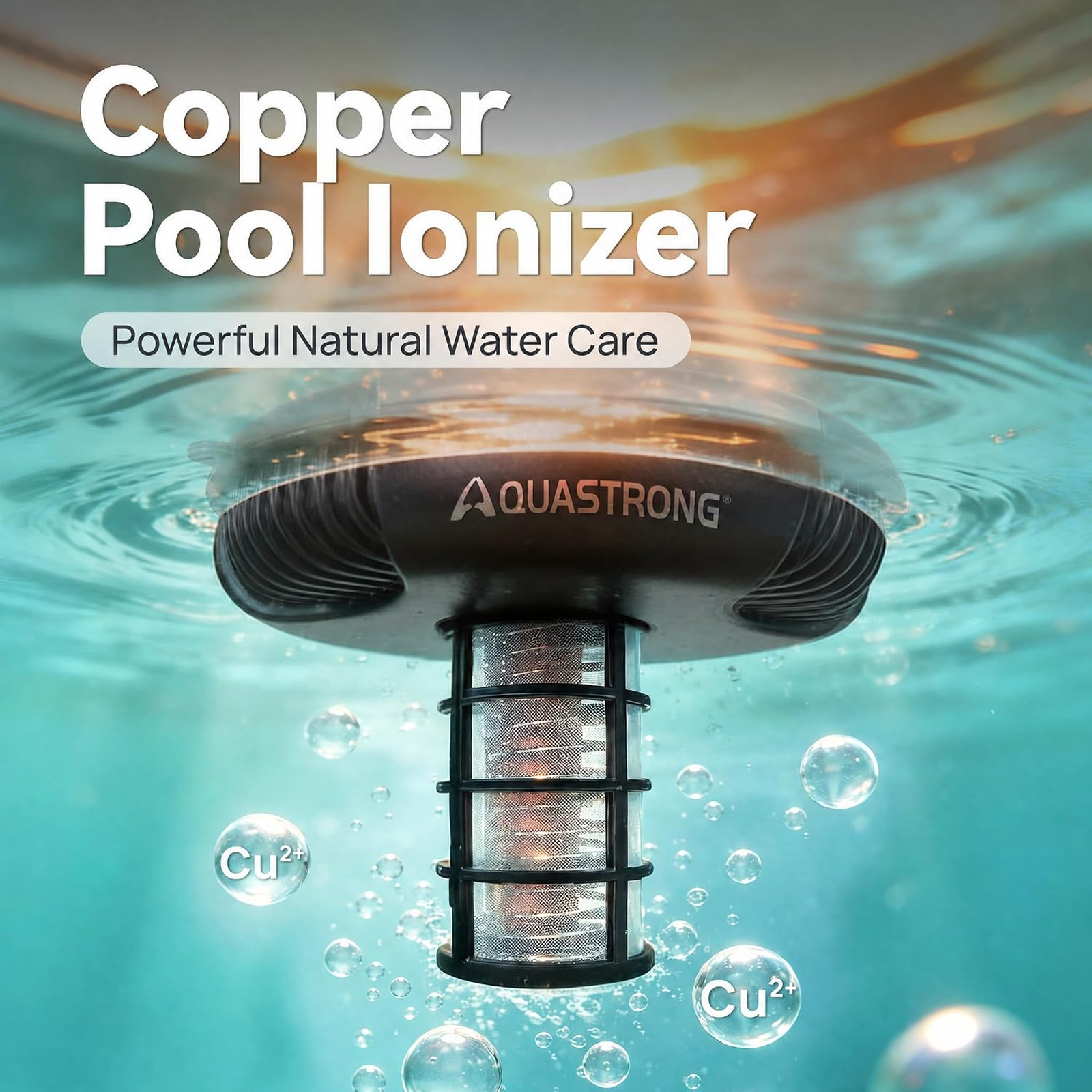 Solar Pool Maintenance System with 8.5 oz Copper Anode High-Efficiency Solar