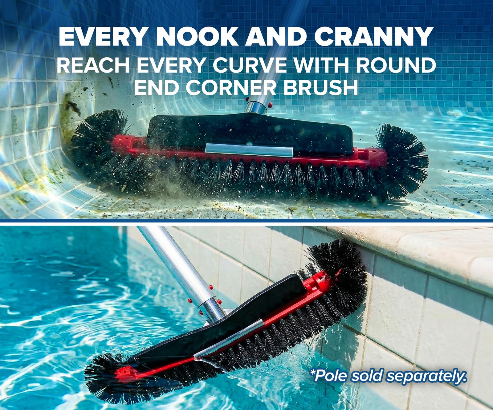 Heavy Duty Pool Brush for Inground & Above Ground Algae Cleaning Tool