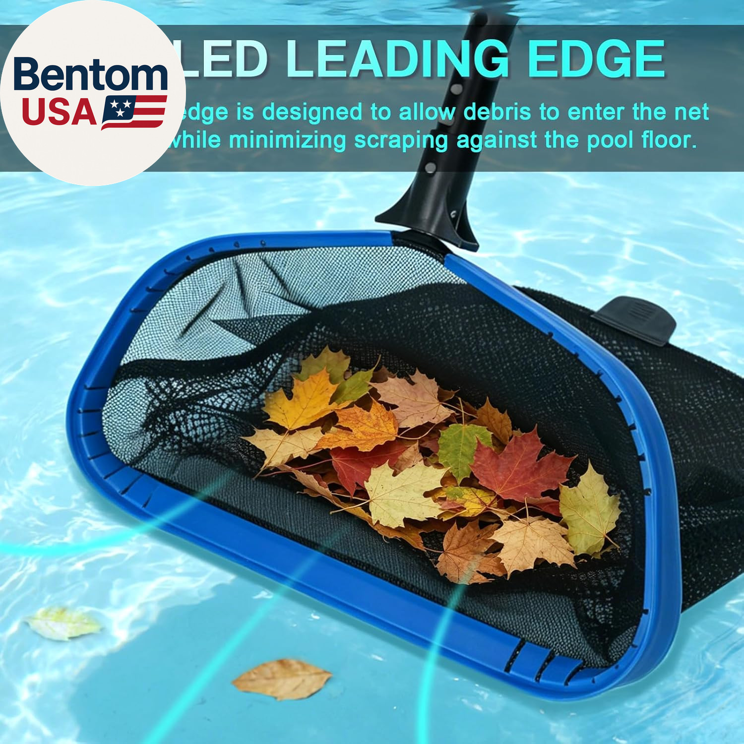 Pool Leaf Rake Pool Skimmer Nets for Cleaning with Double-Layer Deep Big Bag,17.