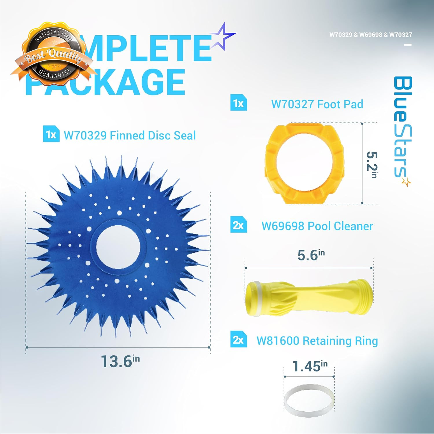 Pool Cleaner Finned Disc Diaphragm Foot Pad Kit Fits Baracuda G3 G4 G2