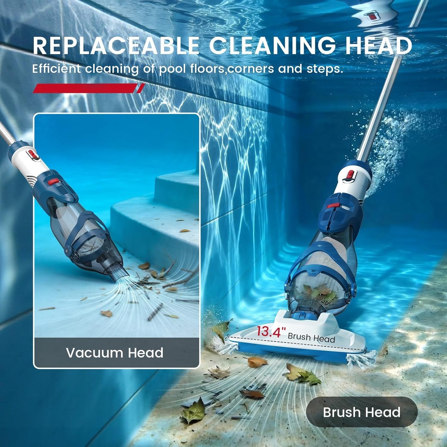 PC20 Cordless Pool Vacuum Upgraded Dual Mode 22 GPM Suction Telescopic