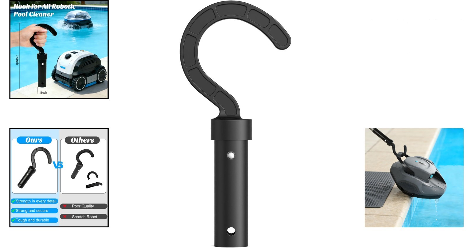Lightweight and Durable Hook for Robotic Pool Vacuum – Above Ground & Underwater