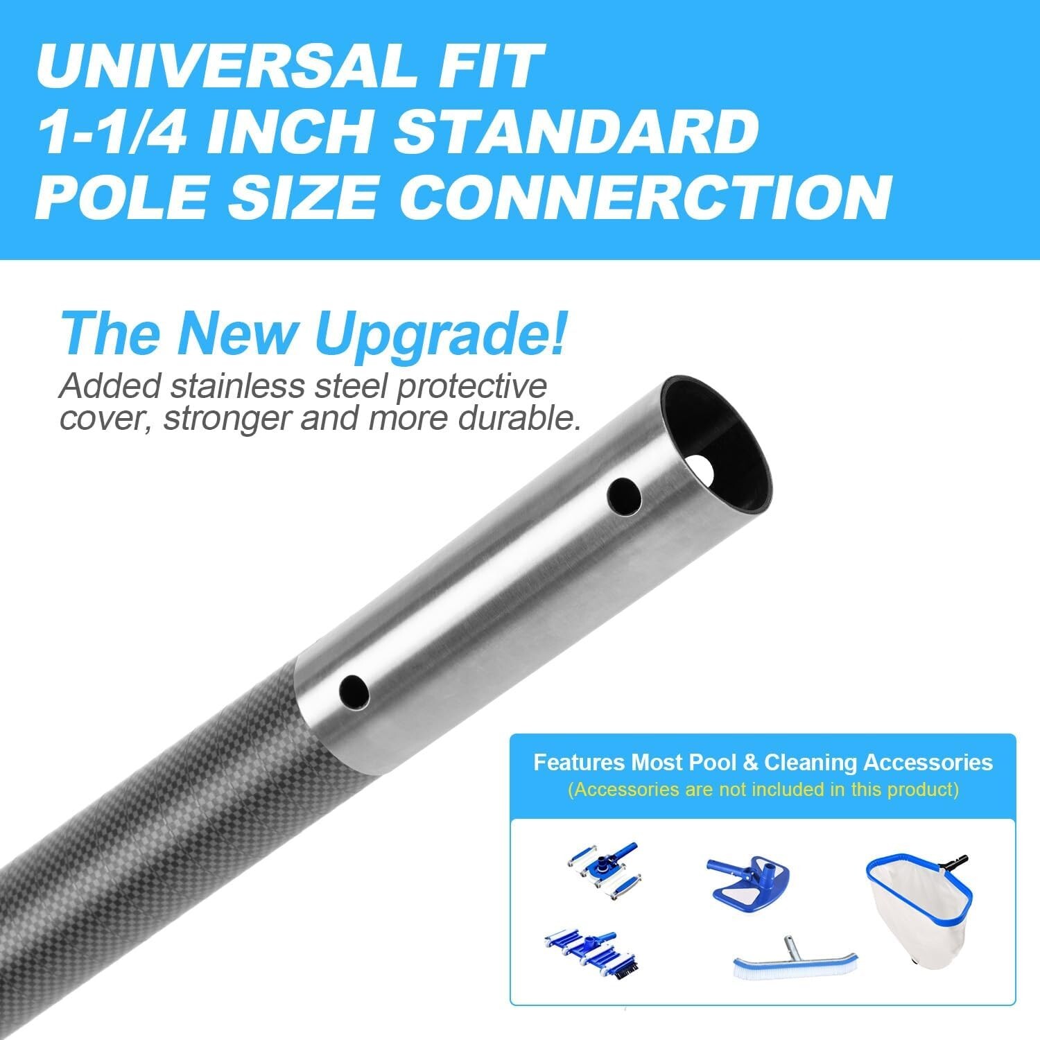 Carbon Fiber Pool Pole, 12 Foot Telescoping Swimming Pool Cleaning Pole