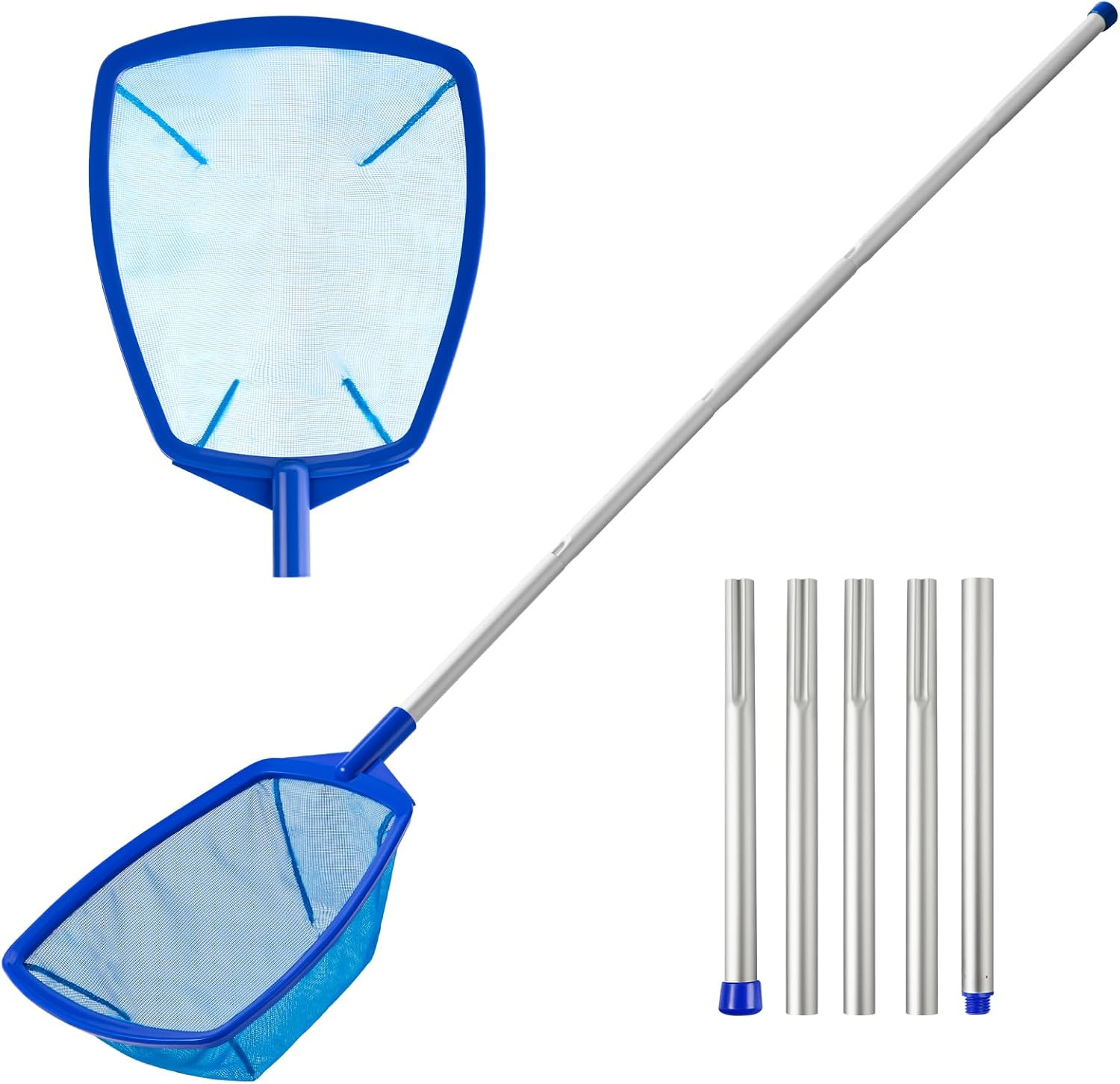 Pool Net – Pool Skimmer Net with 5 Section Adjustable Telescopic Aluminum Pole，2