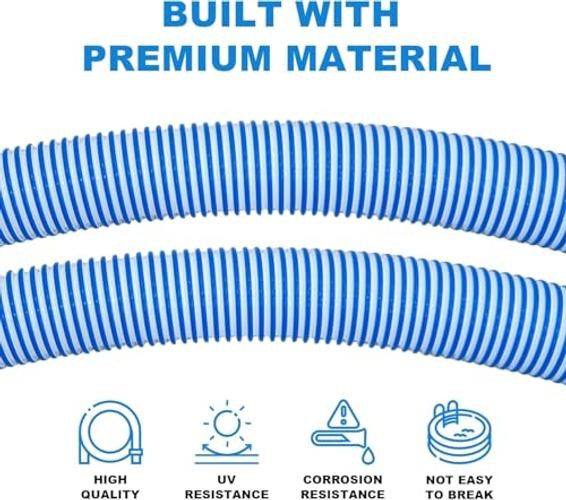 Pool Vacuum Hose 2-Pack, Spare & Replacement, 40&Prime; 1.5in x 40in (2 PACK) Blue