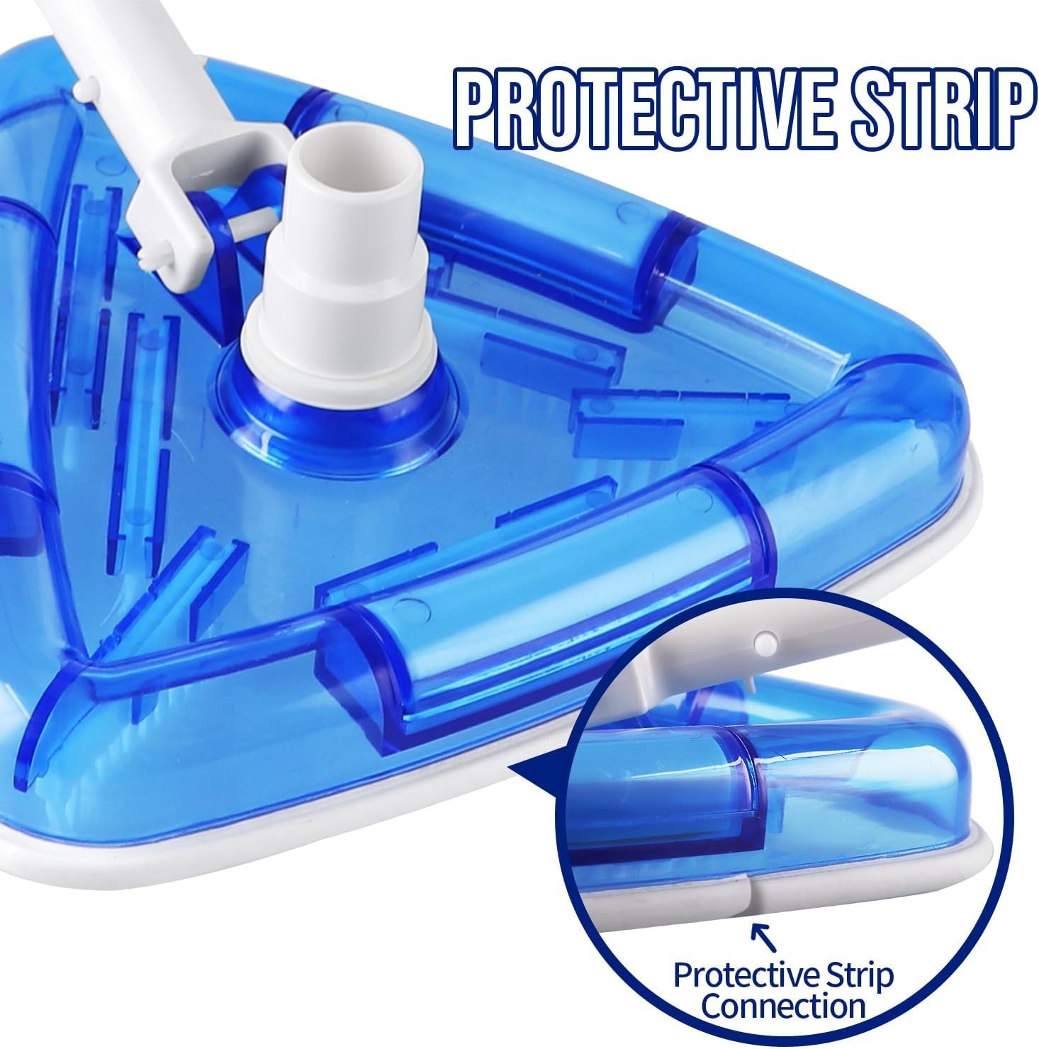 11 Inch Triangular Pool Vacuum Head Swivel Cuff Bumper 1.25 Shaft 1.25/1.50 Hose