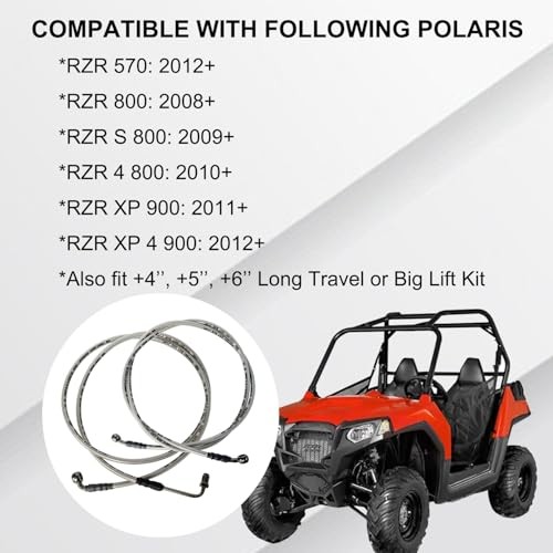 Extended Front & Rear Brake Hose Lines Brake Cable Set Compatible with Polaris