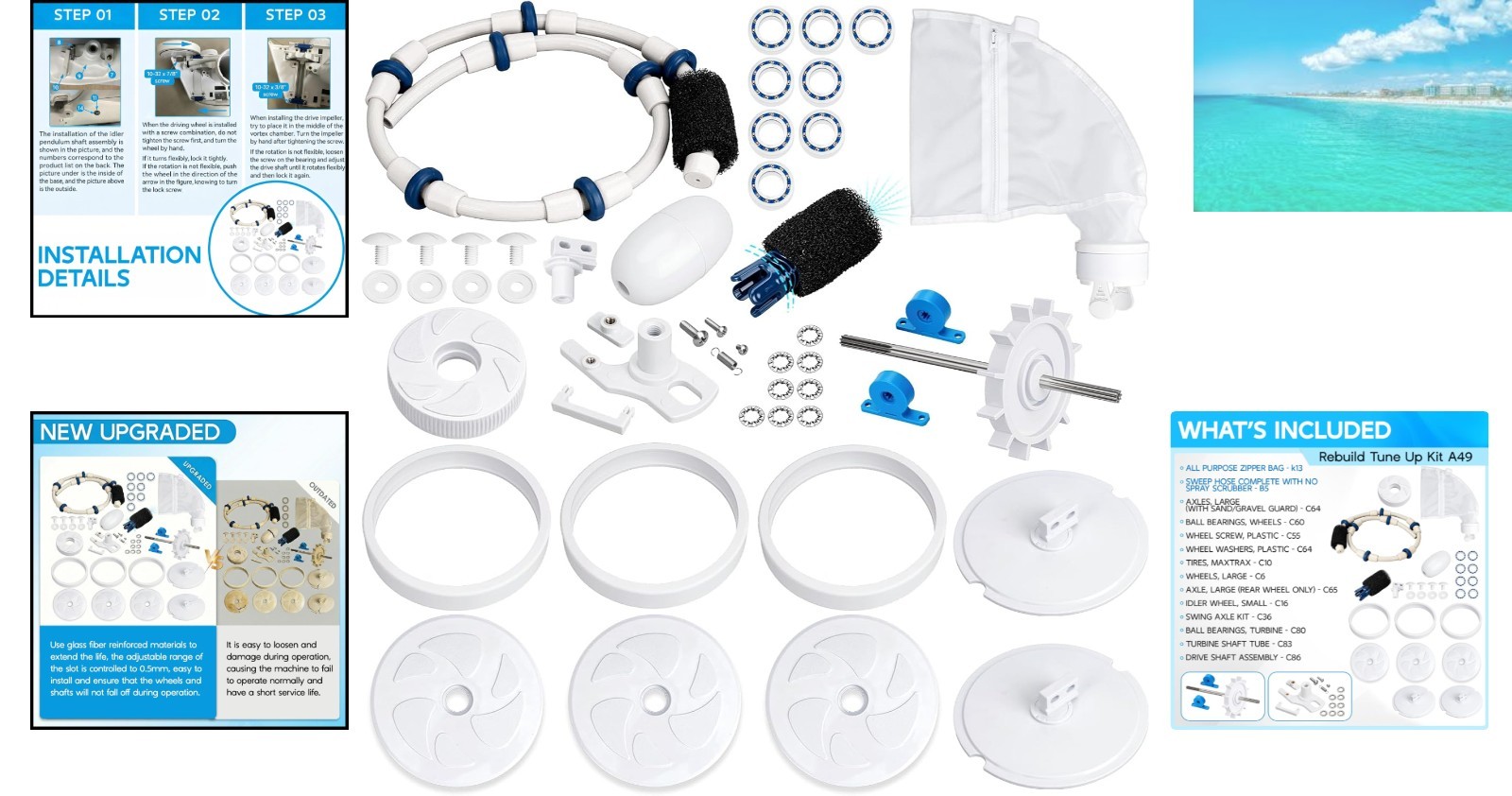 Polaris Zodiac 280 TR28P Upgraded Pool Cleaner Repair Kit – All Parts Included