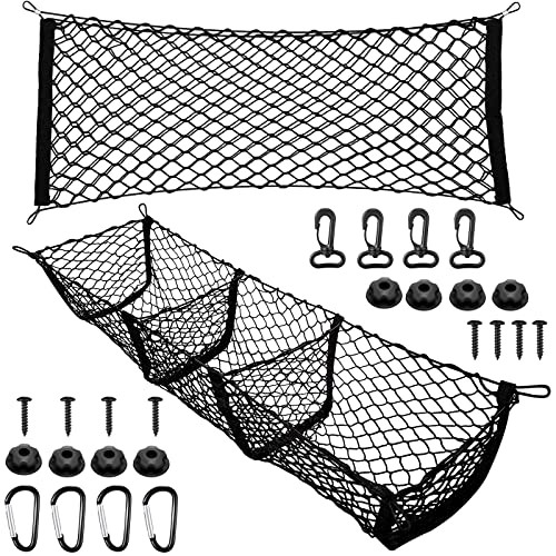 2 Pcs Car Rear Cargo Net, Adjustable Elastic Mesh Cargo 43.3 x 15.7 Inches