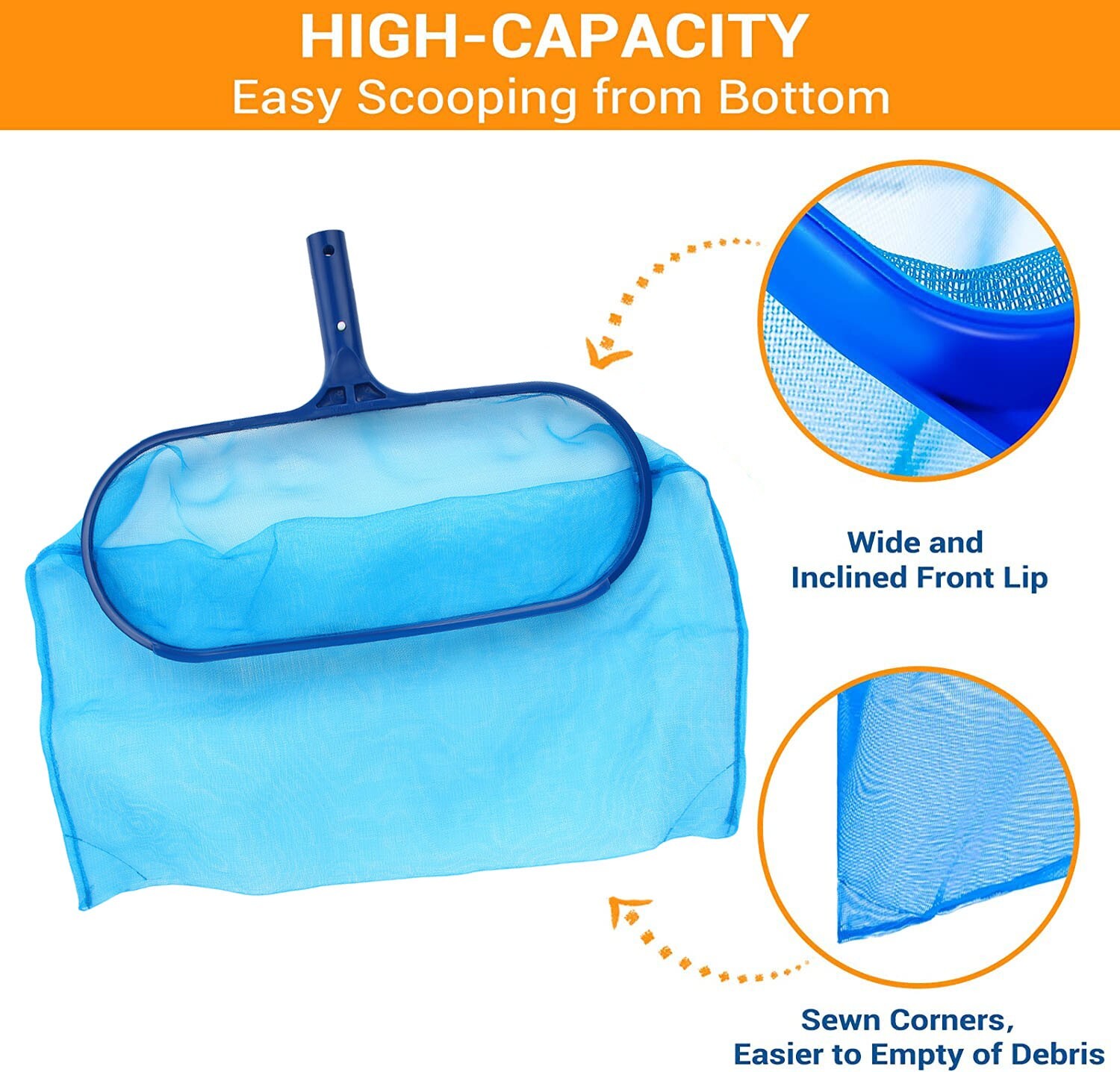 Leaf Skimmer Surface Net Plastic Handle Swimming Pool Spa Hot Tub w/ Magnet