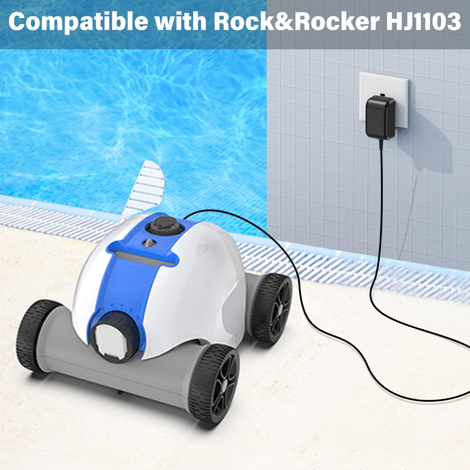 12.6V 1A Pool Vacuum Charger Fit for Aiper Seagull 600 SE 800 Cordless black