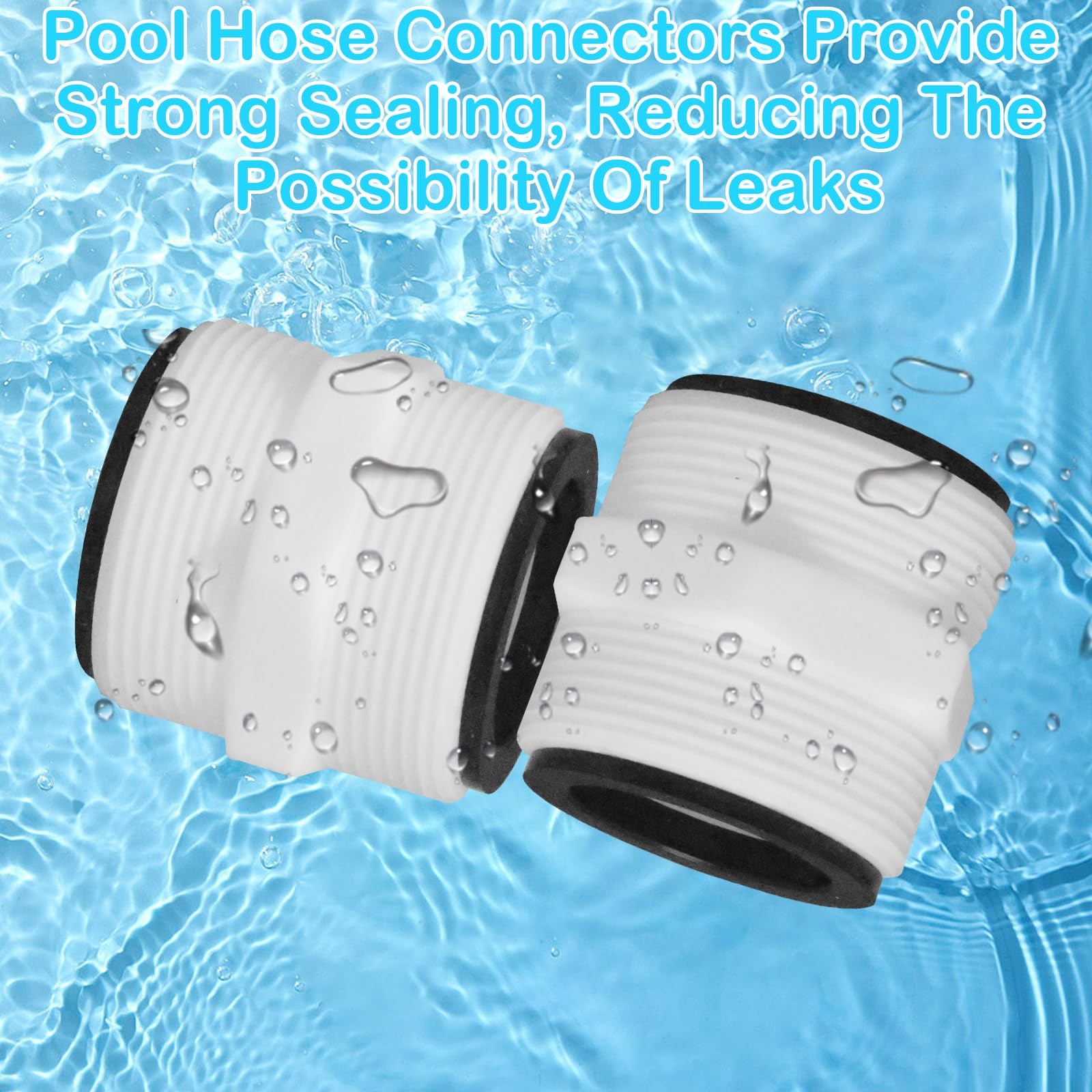 2Pcs 1.5’to 1.5’ Pool Hose Adapter, Connector 1.5 inches, 2pcs