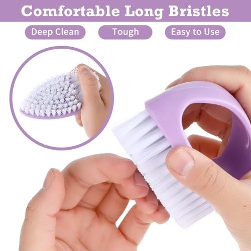2 Pcs Hand & Nail Brushes – Heavy Duty Scrub Clean Brushes – Green, Purple