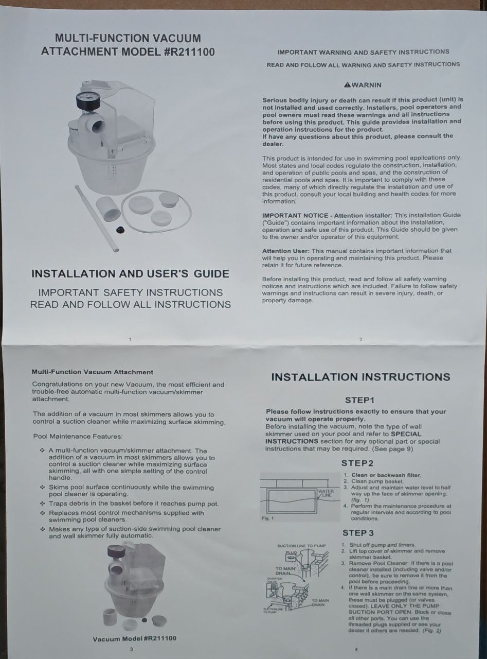 R211100 Replacement for Pentair Vac-Mate Pool Cleaner Dispenser Box New Open Box