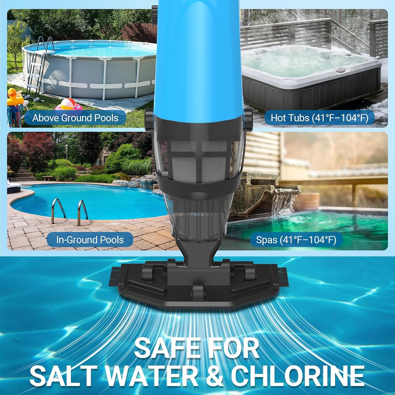 Pool Vacuum for above Ground Pool, 18GPM Powerful Suction/87” Extension Pole/60M