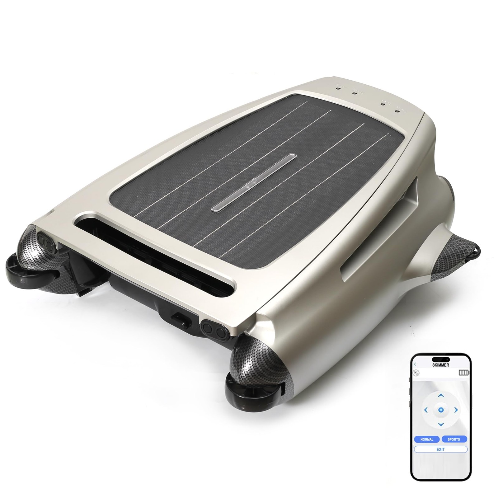 Uoark Solar Powered Robotic Pool Skimmer, Automatic Pool Surface Cleaner Robo…