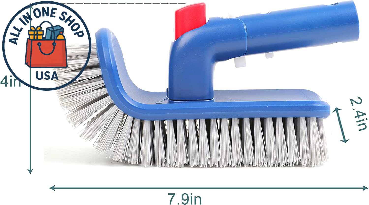 Rotatable Pool Brush Head for Walls, Steps, and Corners Cleaning