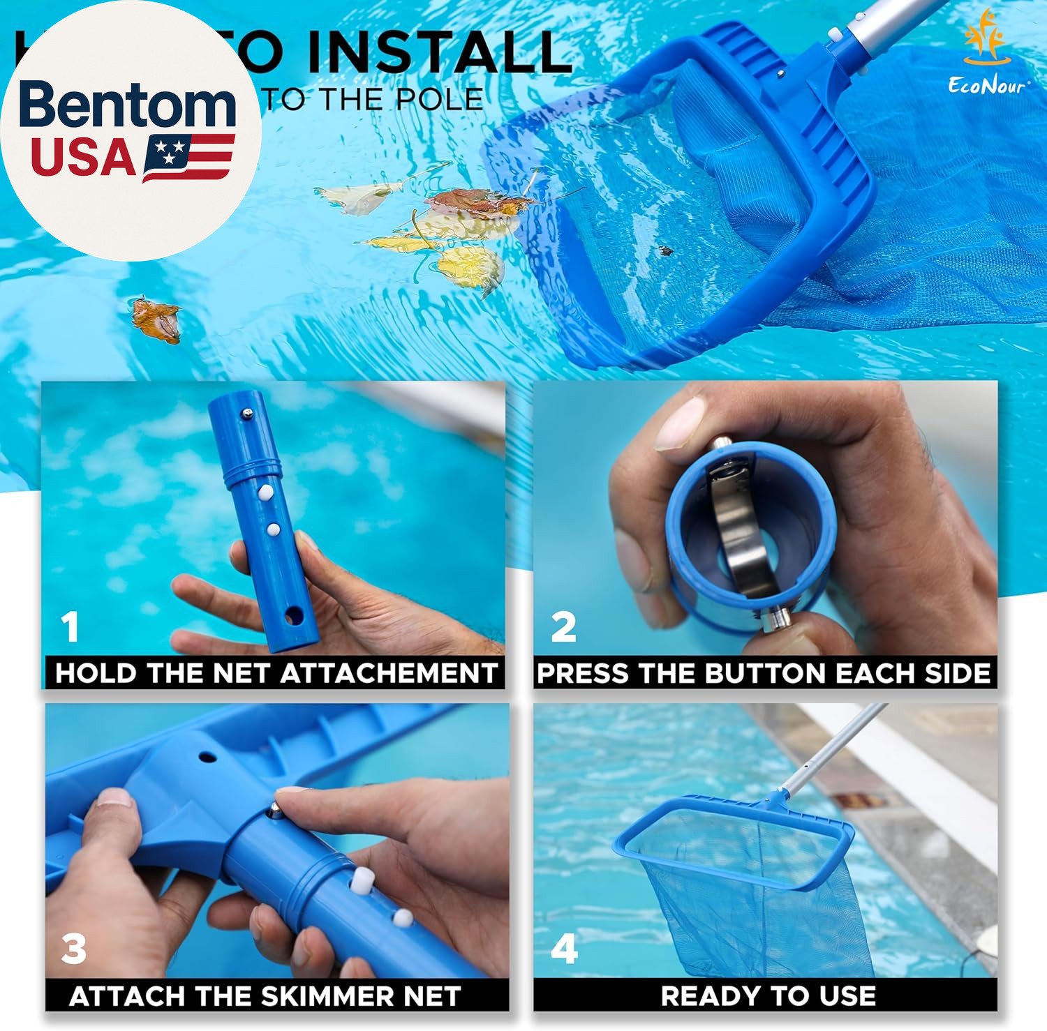 Pool Skimmer Net Professional Heavy Duty Deep Ultra Fine Mesh Pool Leaf Rake for