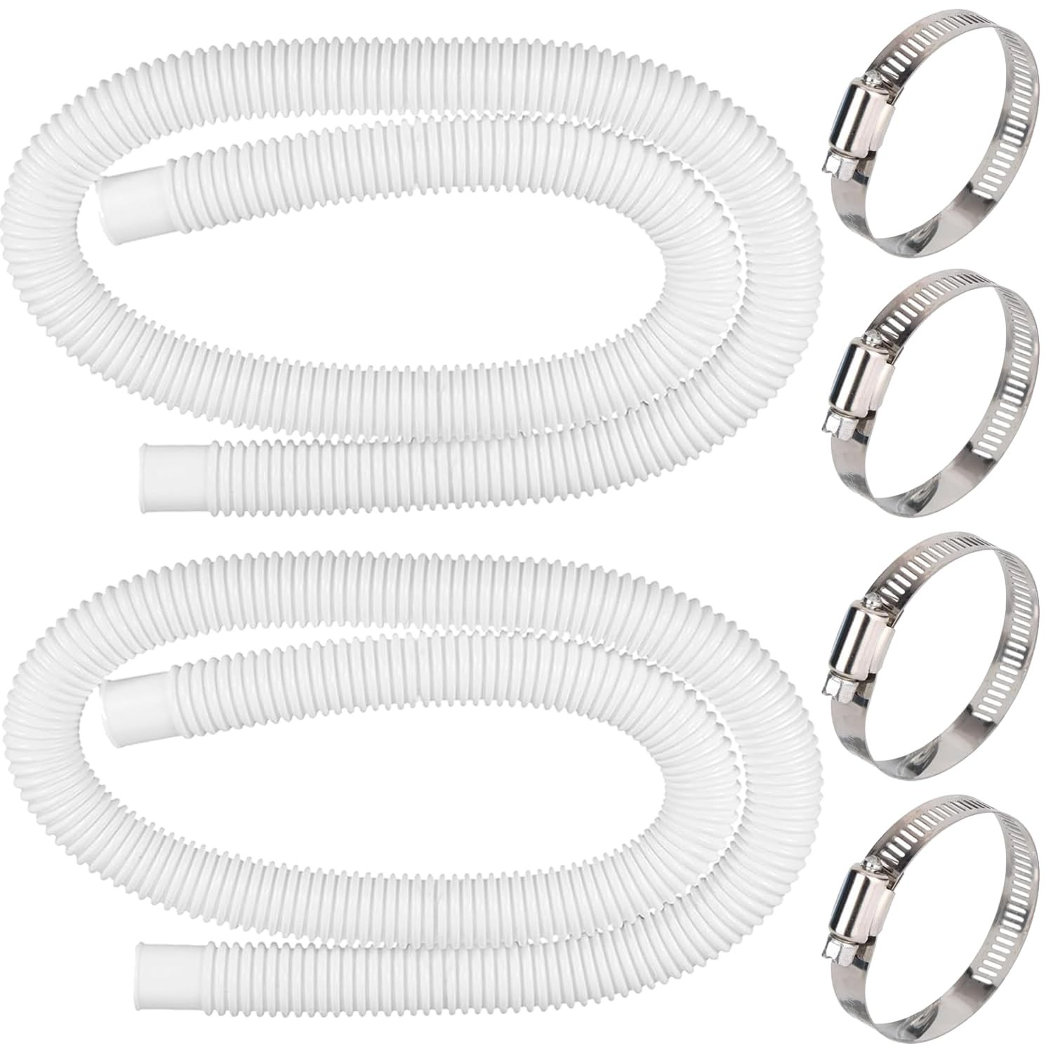 Qloby 2 Pack 1.25&Prime; x 59&Prime; Pool Hoses for Above Ground x 59&Prime;, White