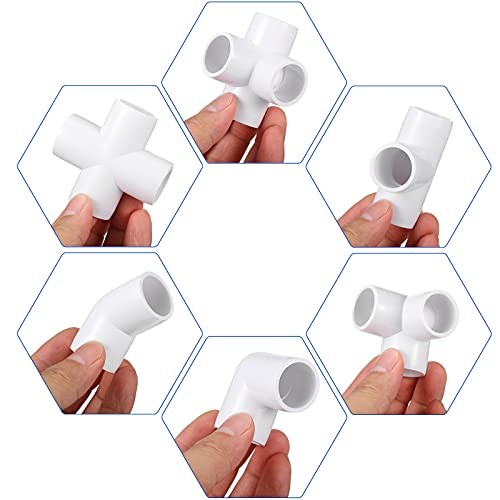 42 Pieces PVC Pipe Fittings Elbow Set Tent Connection Tee Heavy Duty 1/2 Inch