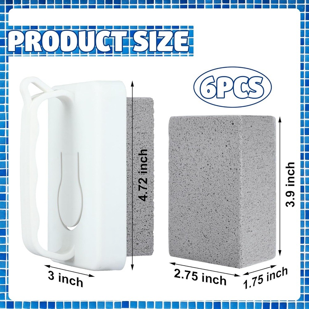 6-Pack Handheld Pumice Stones with Handle for Pool & Spa Tile Cleaning W3I19322