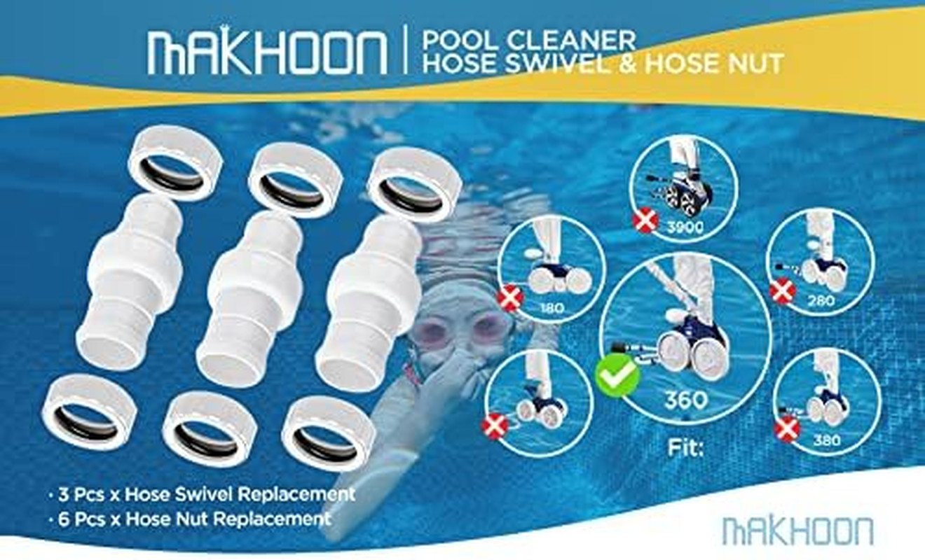 Pool Cleaner Hose Swivel & Nut Combo Replacement Kit for Polaris Zodiac 360 (3 P