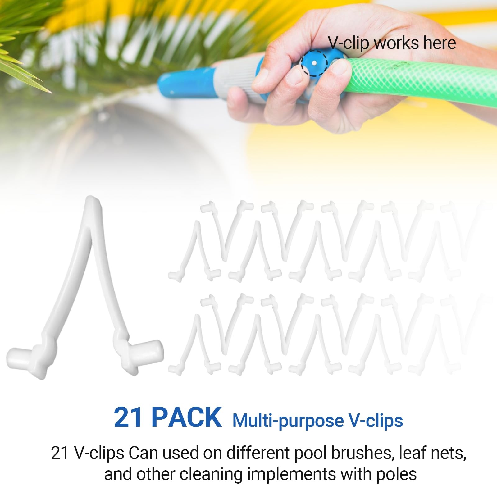 Replacement Pool V-Clips 21-Pack – Heavy-Duty Plastic Clips for Pool Cleaning