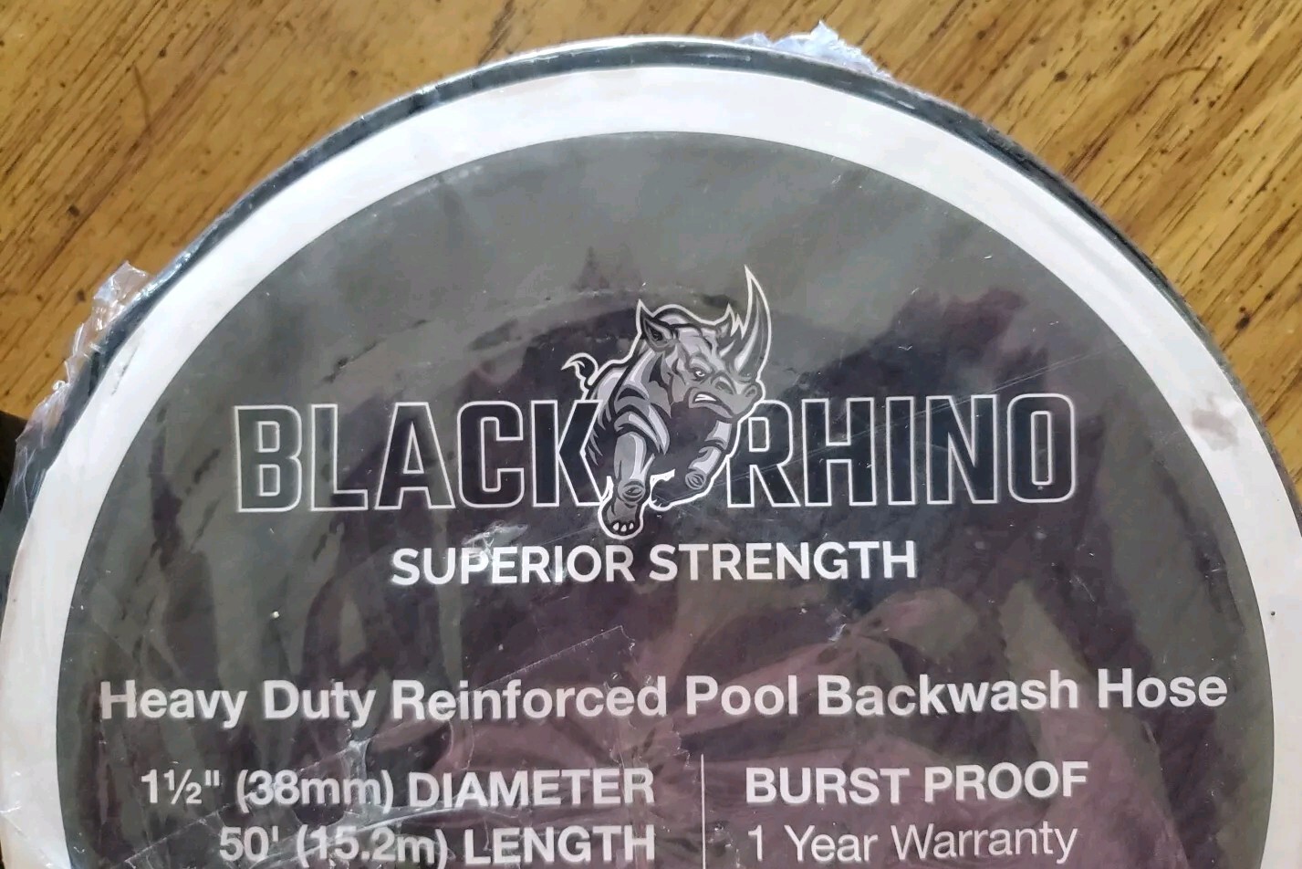 Black Rhino 1-1/2&Prime; x 50&prime; Heavy Duty Reinforced Pool Backwash Hose – No Clamp