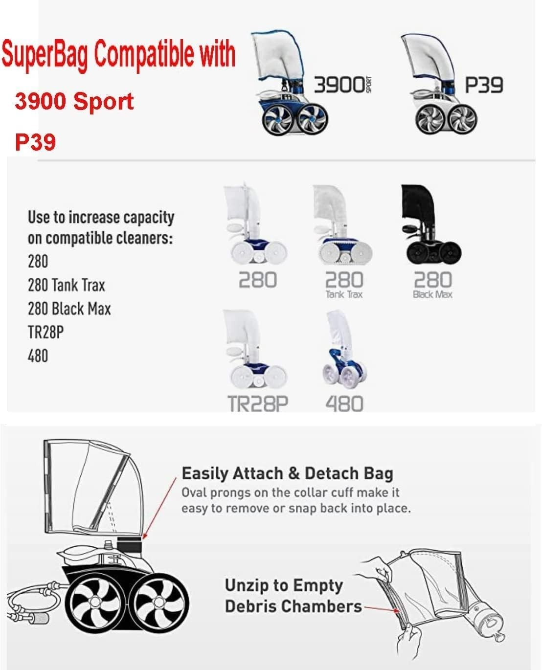 Upgrade Your Pool Cleaning: 5L Hook & Loop Fastener SuperBag for Efficient Use
