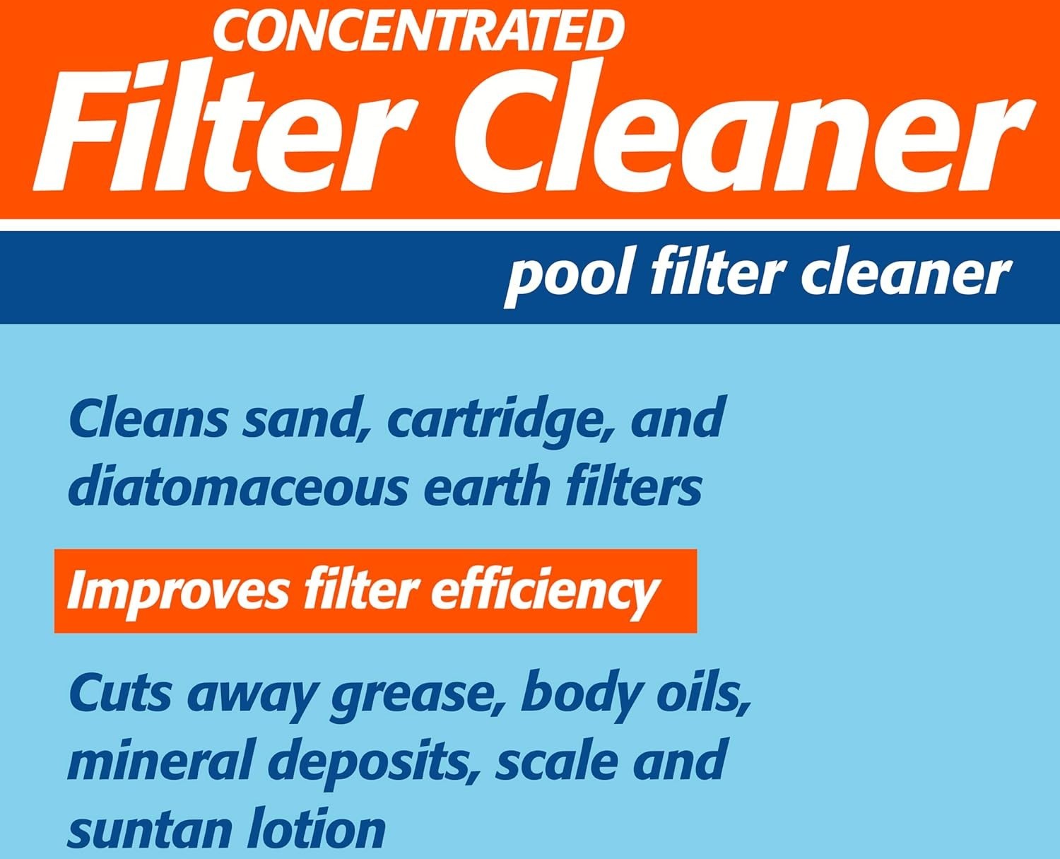 Liquid Pool Filter Cleaner – 1 Quart, Cleans Sand, Cartridge, D.E. Filters