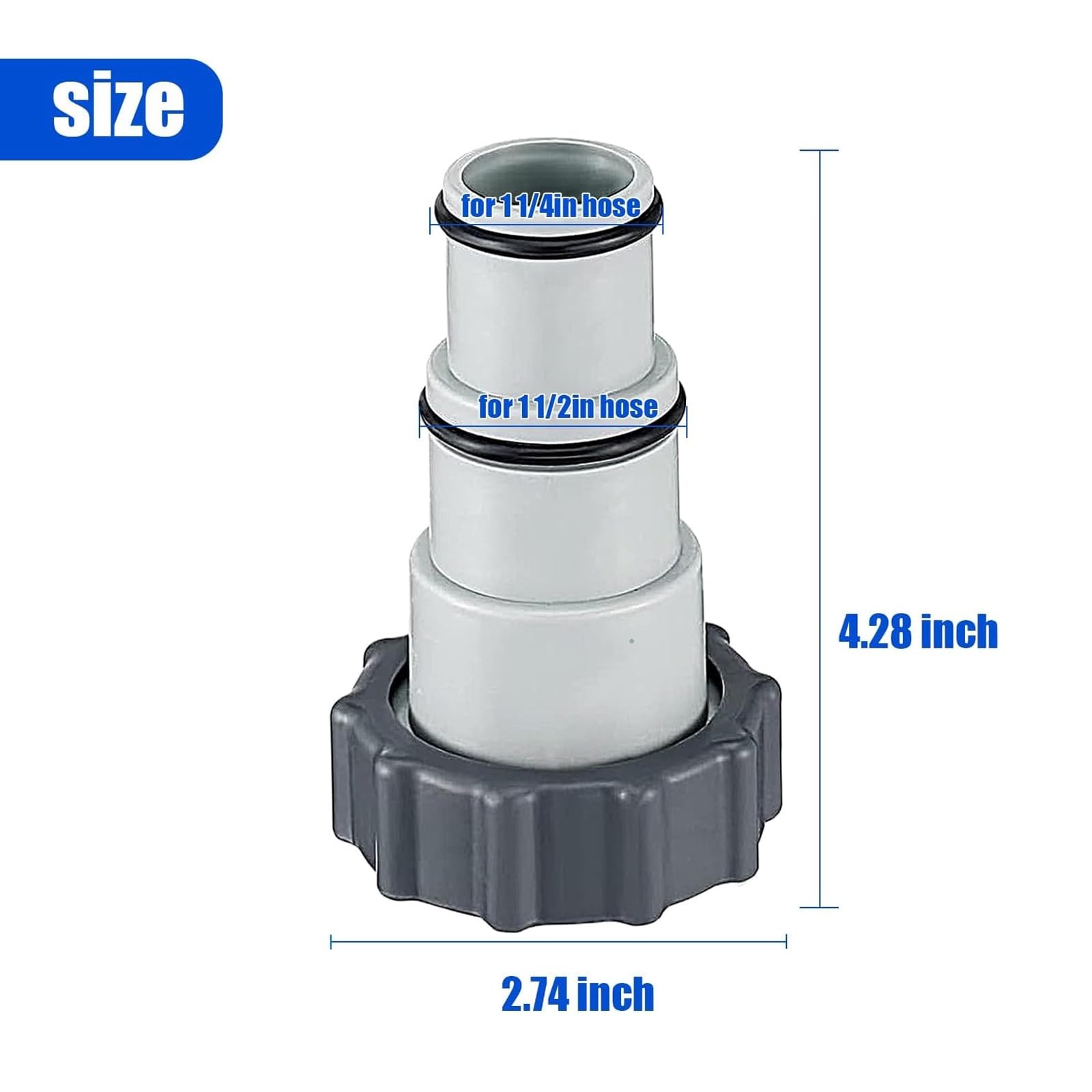 2 Packs Pool Hose Adapter Connector Converts 1.5 inches, Adapter-A-2pack