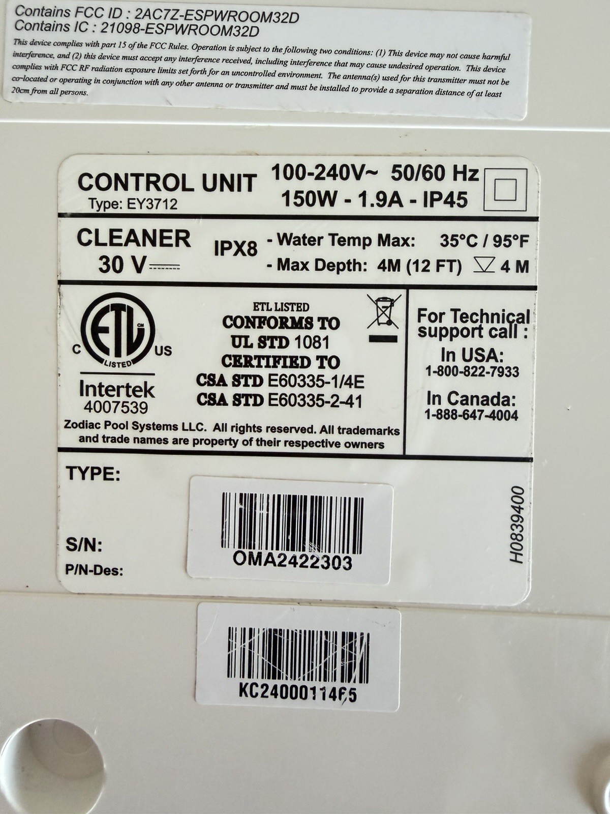 Polaris Robotic Pool Cleaner Control Unit EY3712 FOR PARTS OR REPAIR