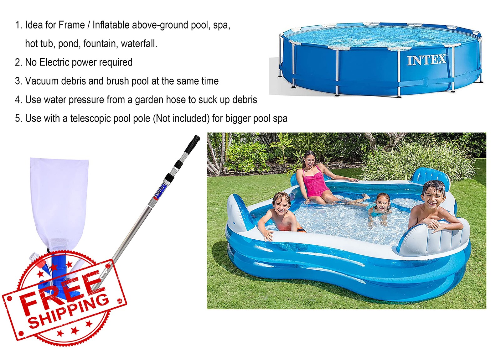 Pool Supply Town Spa Jet Vacuum Cleaner w/Brush