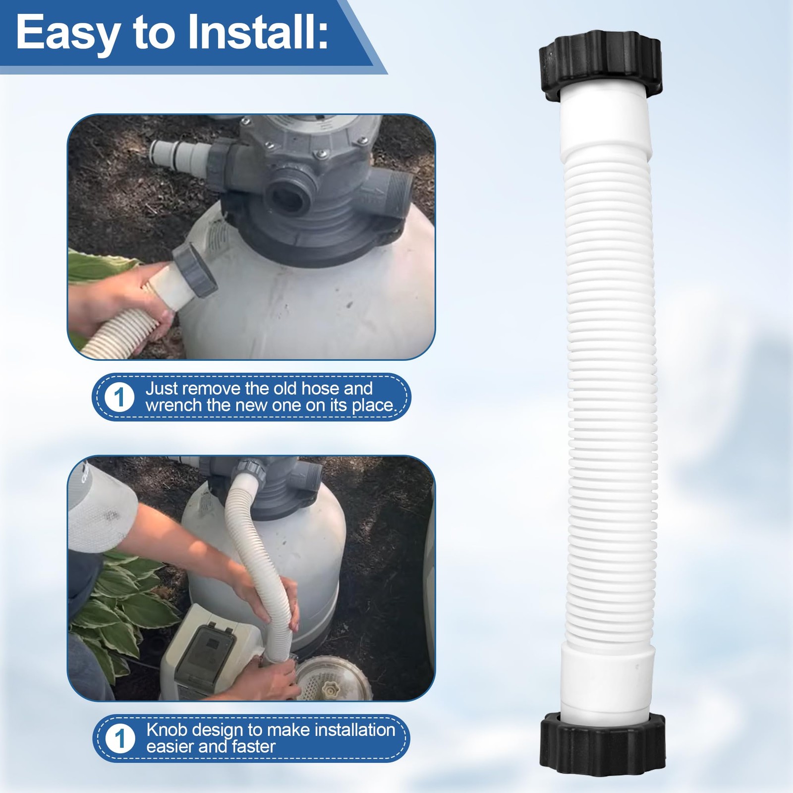11388 Pool Sand Filter Pump Hose for 14 inches (L) x 1.5 (D), White