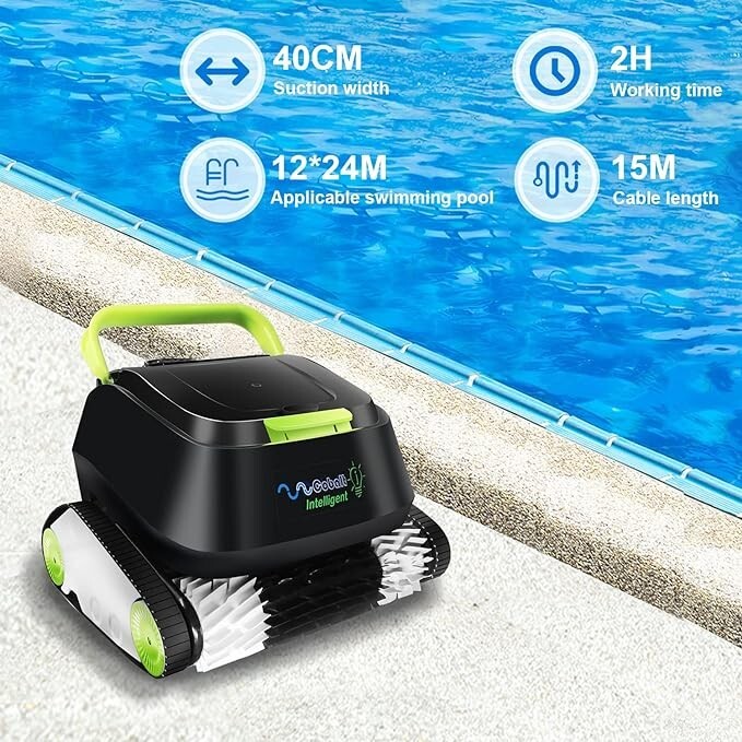 Cobalt Intelligent Pool Cleaner | Wall Climb, 3-Hr Timer, Fast Drain | 45ft Cord