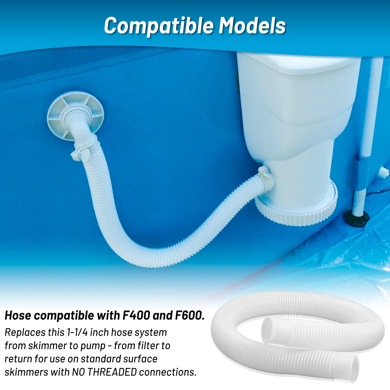 IDEASURE 1-1/4 Inch x 3ft Pool Hoses for Above 1.25 » x 3ft-1 pack, White