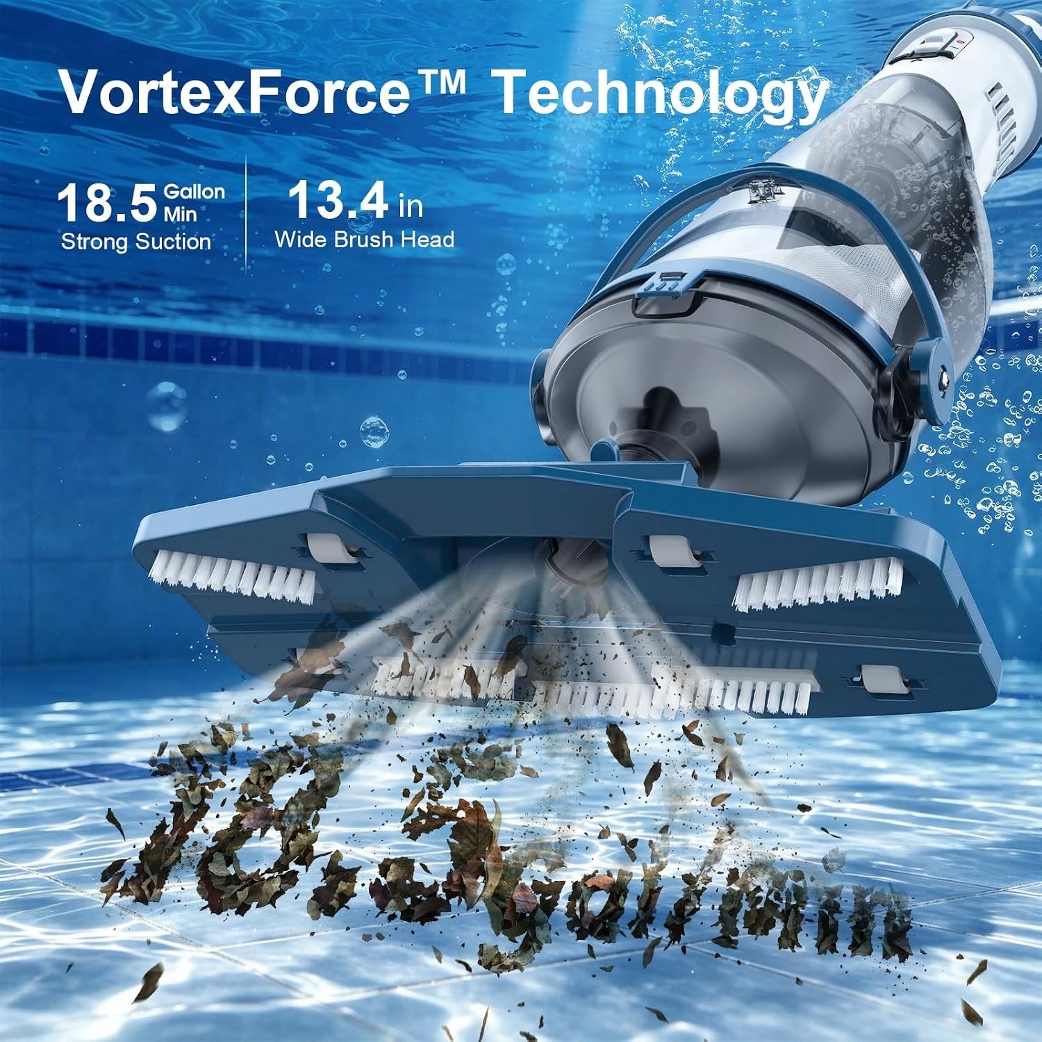 Cordless Pool Vacuum Cleaner 18.5GPM Rechargeable Above Ground Inground