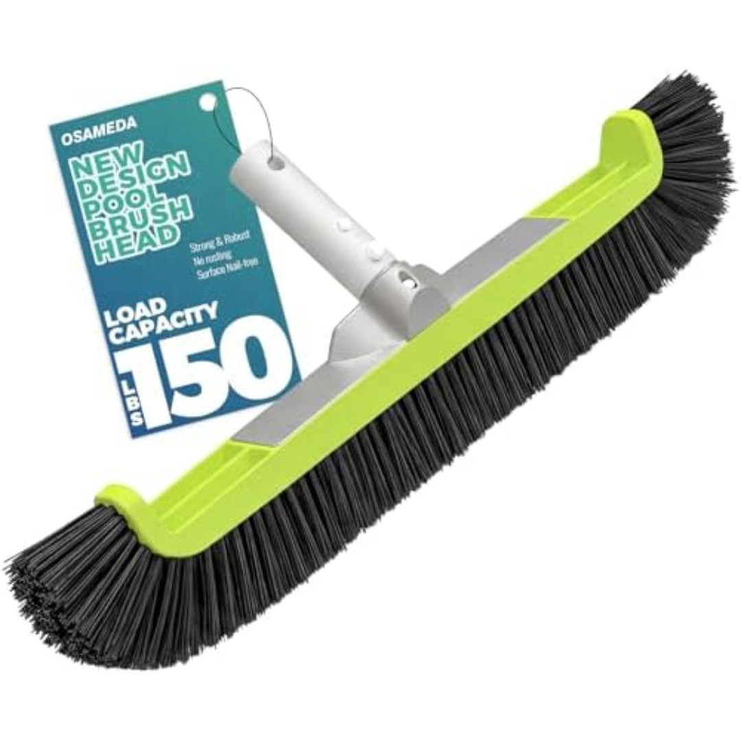 18&Prime; Pool Brush Head for Cleaning Swimming Walls,Curved Ends Scrub Brush Black US