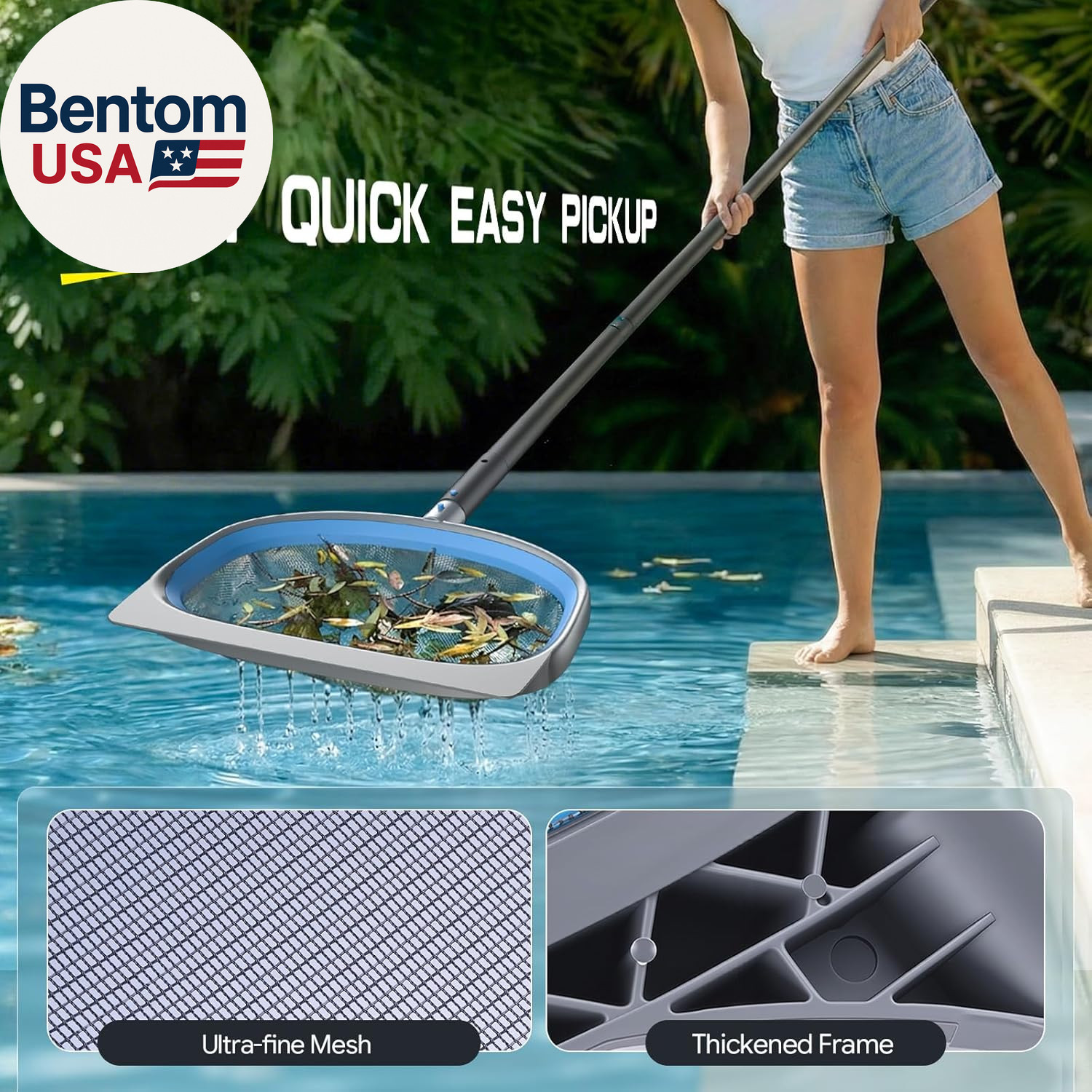 6-In-1 Deluxe Swimming Pool Cleaning Kit – Includes Detachable Pool Brush, Deep