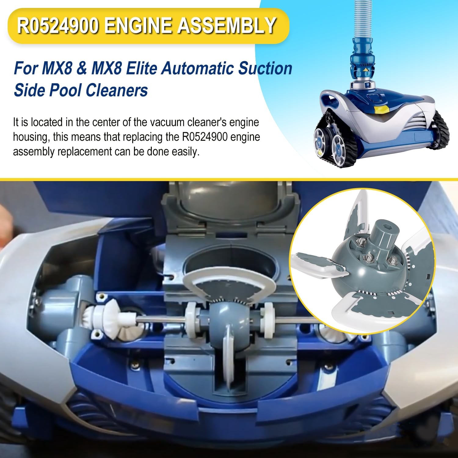 R0524900 Engine Assembly for Zodiac MX8 MX8EL Elite Automatic Suction Side Pool