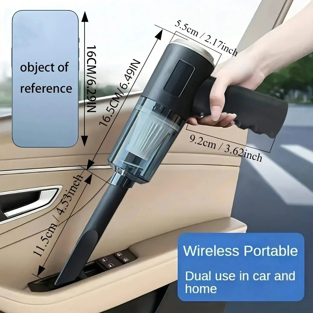 1PC Wireless Vacuum Cleaner 120W High Power Black Dual Use for Home And Car Powe