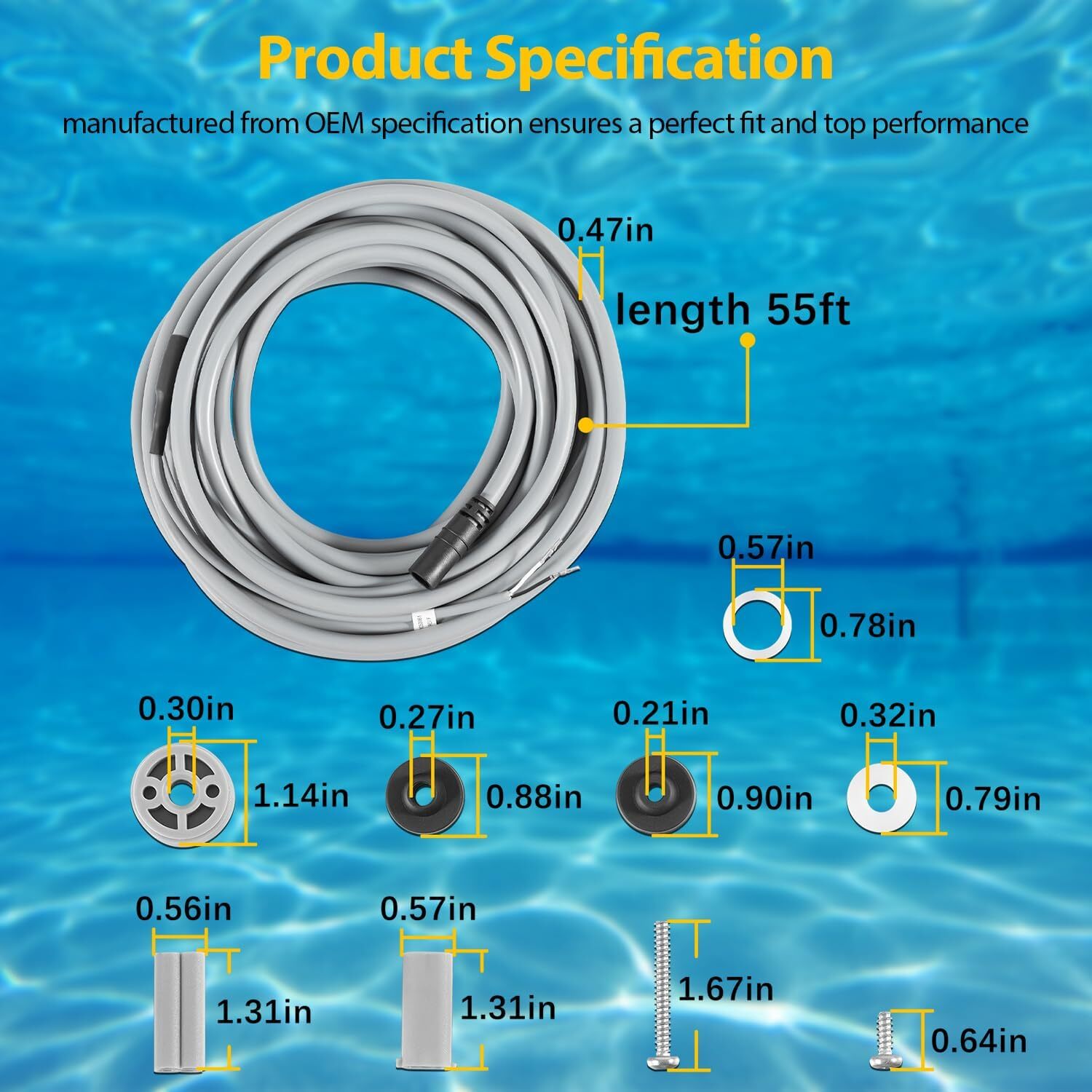 RCX50061 55ft Floating Power Cord Assembly for TigerShark QC Robotic Cleaner